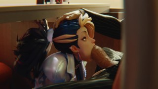 KDA阿卡丽深喉口交，激情吹箫侍奉