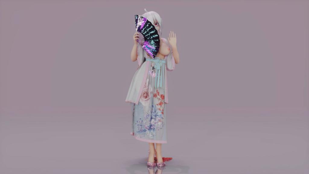 MMD50 汉服巨乳弱音被狂干 明月下骚穴湿透内射